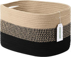 Cotton Rope Storage Basket, 15x10x9 Inches, Woven Basket for Shelves, Clothes, Towels, Books, and Laundry, Gradient Black/Brown (1 Pack)