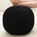 Pouf Ottoman Stuffed Round Modern Foam Filled Foot Rest Poufs for Living Room Chair Decorative 20 X 14 Inches Boho Relax Stool for Wedding Christmas Party, (Black, 20 Inch)