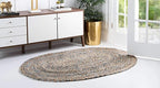 Unique Loom Braided Chindi Collection Casual Modern Blue Oval Rug (4' 0 x 6' 0), Blue/Natural