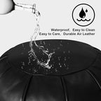 Louis Donné Unstuffed Moroccan Ottoman Pouf Cover, Foot Stool/Ottoman Foot Rest Replacement Cover, Balcony & Indoor Use, 21dia Black (ONLY Cover)