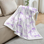 Purple Bows Blanket - Cute Bow Preppy Coquette Room Decor Electric Throw Blanket - Girls Bedroom Decor - Trendy Funky Bow - 60"x80"