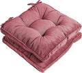 Tiita Chair Pads Cushions 2 Pack, Seat Pillows Pad with Ties, 18x18 Cushions for Indoor/Outdoor Kitchen Dining Chairs, Coral Pink