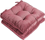 Tiita Chair Pads Cushions 2 Pack, Seat Pillows Pad with Ties, 18x18 Cushions for Indoor/Outdoor Kitchen Dining Chairs, Coral Pink