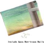 EOBTAIN Beach Window Tapestry - Coastal Beachy Summer Nature Landscape Wall Hanging for Bedroom, Living Room, Dorm - Ocean and Tree Scenery - 60x40 Inch