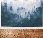 EMMTEEY Dorm Tapestry Marble,Tapestries Décor Living Room Bedroom for Home Inhouse by Printed 50x60 Inches for Foggy Mountain Landscape with fir Forest in Hipster Vintage Retro Style