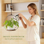 Hanging Planters for Indoor Plants: Macrame Plant Hanger with Sturdy Wood Base, Wall Ceiling Window Decor for Home Garden Patio Office, Housewarming Gift (Pot/Plant Not Included)