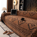 ROOMLIFE Brown Couch Cover 3 Cushion Sofa, Washable Non Slip Furniture Sofa Protector Cover, Soft Chenille Sofa Slipcovers Sectional L Shape Dogs Couch Cover Throw Blanket with Tassels 71''X134''