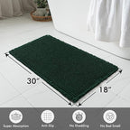 MIULEE Dark Green Set of 2 Waffle Bathroom Rugs, Boho Bath Rugs Non Slip Washable, Super Absorbent Bath Mats, Ultra Soft Rubber Backed Shower Mats for Bathroom Floor, Tub, 18x30 Inch