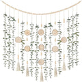 Dahey Hanging Artificial Plant Eucalyptus Wall Decor 43'' Wooden Bead Garland with Fake Greenery Leaves Boho Rustic Farmhouse Wall Art for Living Dining Room Bathroom Bedroom Kitchen Decoration