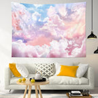 HVEST Cute Pink Cloud Tapestry Dreamy Sky Large Tapestry Wall Hanging for Bedroom Ceiling, Living Room, Aesthetic Backdrop for Girls Bedroom, Birthday, Apartment, Dorm Pink Room Decor,92.5x70.9 Inch