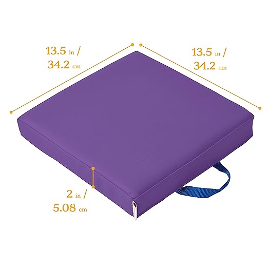 ECR4Kids SoftZone Square Floor Cushions with Handle, Flexible Seating, Purple, 6-Piece