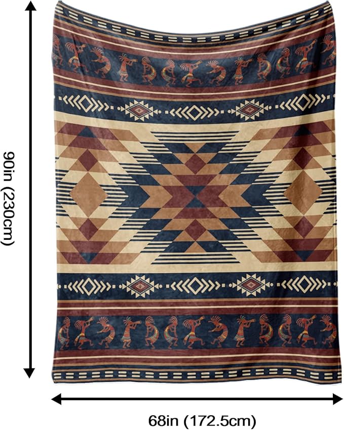 Aztec Throw Blanket, Tribal Soft Cozy and Warm Couch Blankets Gift for Aztec Lover, Decorative Blankets for Sofa Couch Bed, Brown Khaki 50×60 inches