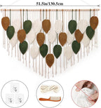 KHOYIME Large Macrame Wall Hanging Boho Woven Tapestry, Chic Home Decor Modern Bohemian Handmade Leaf Feather Wall Art Decorations for Apartment Living Room Bedroom Nursery Backdrop 51.5" W X 33.5" L