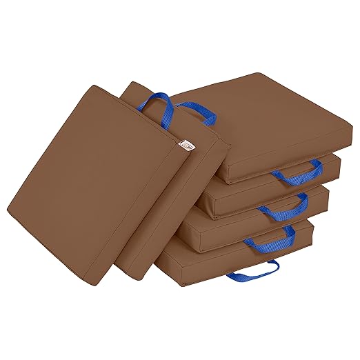 ECR4Kids SoftZone Floor Cushions, Square, Flexible Seating, Chocolate, 6-Piece
