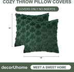 decorUhome St. Patrick’s Day Shamrock Green Pillow Covers 18x18 Inch Set of 2, Soft Plush Faux Wool Throw Pillow Covers, Farmhouse Spring Holiday Decor for Sofa Living Room