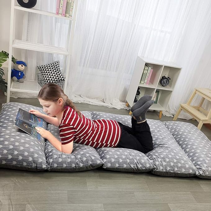 ICOPUCA Floor Lounger Pillow casing for boy Girl, Soft Minky Plush, Arrow Print, Cover/Sleeve/Casing ONLY! Perfect Reading and Watching TV Cushion - Excellent for Sleepovers, King Size;