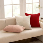 MIULEE Christmas Red Decorative Throw Pillow Covers 18x18 Inch for Couch Bed Sofa Pack of 2 Boho Farmhouse Throw Pillows Soft Cross Corduroy Patchwork Textured Cushion Cases