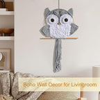 ACEDSGN Macrame Owl Wall Hanging Boho Hippy Decor, Handmade Tapestry Fiber Art Wall Decor for Nursery Bedroom Living Room, Sustainable Gift for Owl Lovers & Nature Fans