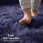 Purple Gray Round Rugs 5Ft for Bedroom Decor Aesthetic, Fluffy Fuzzy Circle Area Rug for Teen Boys, Baby Kids Playroom, Shaggy Fur Carpet for Living Room, Home Office, Nursery, Preppy Dorm, Classroom