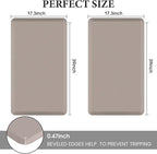 HappyTrends 2 PCS Kitchen Mat Cushioned Anti-Fatigue Floor Mat, Heavy Duty Ergonomic Comfort Foam Standing Mat, Waterproof Non-Slip Kitchen Rugs for Home, Office(17.3"x39"+17.3"x39",Khaki)