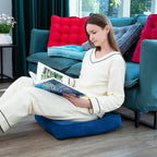 Floor Pillow Set of 2, Memory Foam Meditation Cushion, Floor Cushions for Adults Sitting, Large Square Seat Cushions for Yoga, Couch, Sofa, Kids, Living Room, 22x22 Inch (Navy Blue)