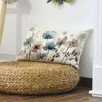 AVOIN colorlife Poppy Flowers Chinoiserie Spring Throw Pillow Cover, 12 x 20 Inch Blue Brown Seasonal Leaves Cushion Case Decoration for Sofa Couch Farmhouse