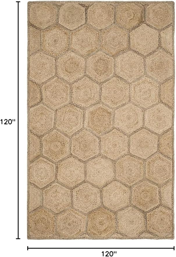 SAFAVIEH Natural Fiber Collection Area Rug - 10' Round, Natural, Handmade Farmhouse Jute, Ideal for High Traffic Areas in Living Room, Bedroom (NF730C)