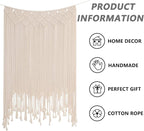 RLoncomix Boho Macrame Wall Hanging, Large Woven Tapestry Wall Art Bohemian Cotton Handmade Macrame Backdrop for Wedding Living Room Gallery Bedroom, Beige, 39"x 45"