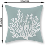 Coastal Pillow Covers 18x18 Inch Set of 2 Blue Coral Starfish Throw Pillows Nautical Ocean Decorations Summer Linen Beach Pillowcase Outdoor Decor Farmhouse Cushion Case for Home Living Room