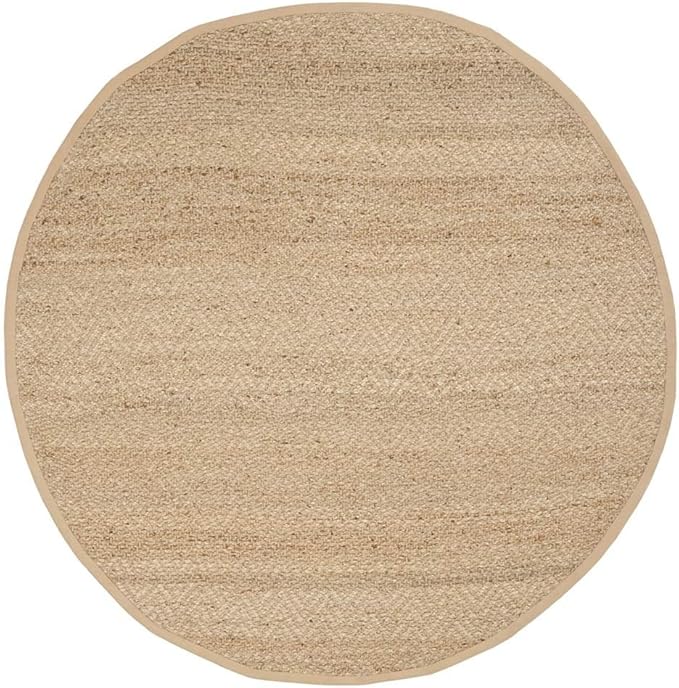 SAFAVIEH Natural Fiber Collection 4' Round Natural NF731A Handmade Farmhouse Fringe Premium Jute Area Rug
