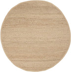 SAFAVIEH Natural Fiber Collection 4' Round Natural NF731A Handmade Farmhouse Fringe Premium Jute Area Rug