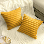 2 Pack 16x16 Pillow Cover Velvet Pillow Covers, Faux Fur Square Throw Pillow Covers for Living Room Decorations Throw Pillow Case, Throw Pillow Cover Cushion Cover for Sofa Bedroom Car, Mustard Yellow