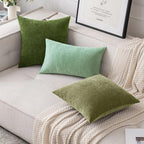 MIULEE Pack of 2 Moss Green Decorative Pillow Covers 20x20 Inch Soft Chenille Couch Spring Throw Pillows Farmhouse Cushion Covers for Home Decor Sofa Bedroom Living Room