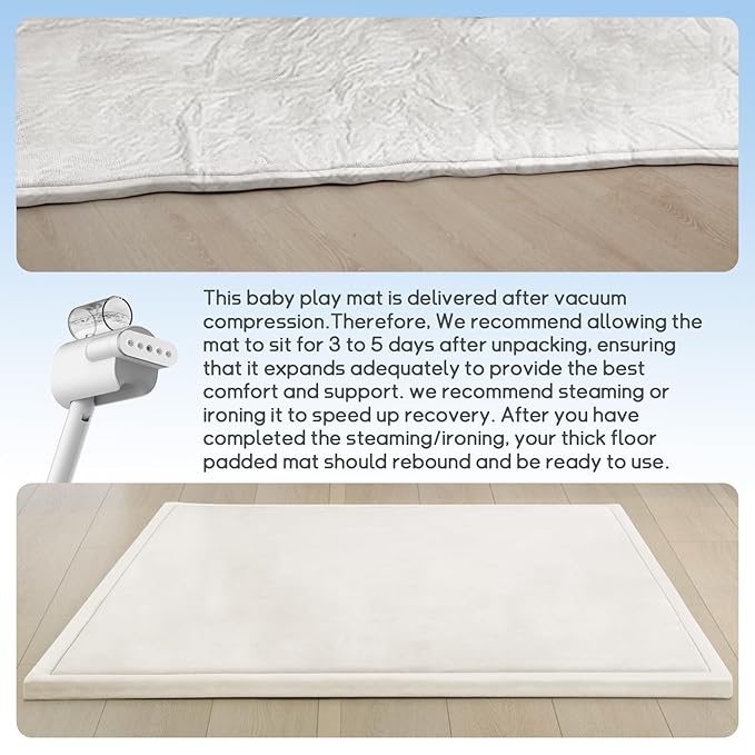 Baby Play Mat for Floor Nursery Rug Muscle Mat Area Rug Playroom Rug 50"x50" Playpen Mat Memory Foam 1.3" Thick Crawling Mat For Babies,Toddlers, Infants, Kids,Cream