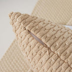 Kevin Textile 14x20 Inch Pillow Cover 1 Pack Boho Decorative Soft Striped Corduroy Lumbar Farmhouse Solid Color Accent Rectangle Cushion Case for Living Room Couch Sofa Bed, Beige
