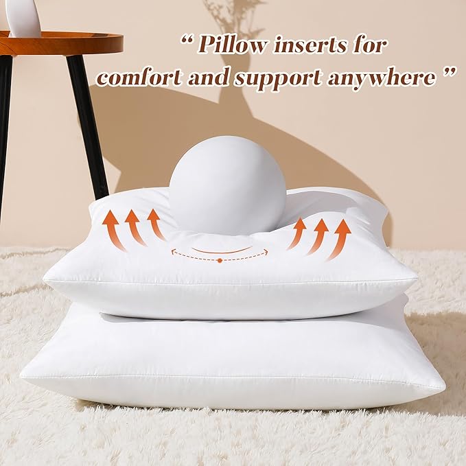 20x20 Feather Down Pillow Inserts Set of 2, Decorative Pillows with 100% Coton Cover, Throw Pillow for Bed, Couch and Sofa.