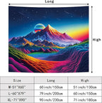 Apdidl Extra Large Blacklight Posters Space Mountain Tapestry for Bedroom, UV Reactive Sun Nature Tapestries Wall Hanging, Colorful Starry Sunrise Tapestry Aesthetic for Living Room Dorm (71" X 90")