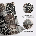 Black Dark Brown Pillow Covers 22X22 Inch Set of 2, Spring Summer Floral Dahlia Flower Cream Decorative Throw Pillow Covers Outdoor Modern Farmhouse Cushion Case for Home Couch Sofa Bed Decor