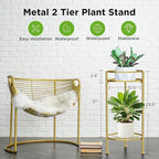 H HOMEXIN Plant Stand Indoor ,2 Tier Metal Plant Stand 23.5'' Tall Heavy Duty Sturdy Plant Shelf Holder,Rustproof Decorative Plant Stands Outdoor for Corner Garden Patio Livingroom Balcony