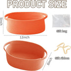 Woven Basket,Small Rope Storage Bin with Handles & Ribbon Bag, Organizer for Shelves Closets,Gift Basket Empty for Birthday,Books,Dog Toys,Orange
