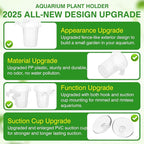 2025 New Upgraded Large Aquarium Plant Holder with 1.57-inch Extension Hooks and Suction Cups for Fish Tank Aquaponic Plant Cultivation and Aquascape Accessories Decorations (4 PCS) Transparent