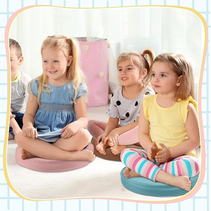 Juexica 8 Pcs Extra Thick Flexible Seating Floor Cushions Assorted Colored Floor Pillow Classroom Seat Cushions Soft Classroom Seating for Kids Learning Daycare School Chair(Advanced Color)