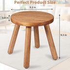 Round Solid Wooden Step Stool, 9.3''H Non-Slip Indoor Plant Stand, Portable & Sturdy Wooden Plants Stand, Gardening Display Footstool for Decor Living Room Patio -Walnut