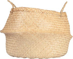 Large Beige Collapsible Seagrass Basket with Handles