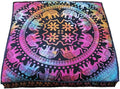 CRAFT KALA Mandala Floor Pillow Cushion Cover Seating Throw Cover Hippie Decorative Bohemian Ottoman Poufs Pom Pillow Cases Boho Indian Cotton Living Room Yoga Home Décor 35" Square Multi U.p Elephant