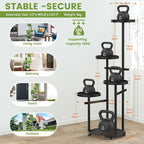 TOSKING 5-Tier Tall Plant Stand Indoor & Outdoor, Anti-Tip Round Base for Pots, Child and Pet Friendly, Heavy Duty Corner Shelf for Multiple Plants, Space-Saving Design for Living Room Balcony Garden (Black, 38in)