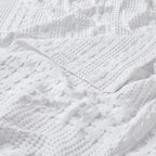 VHC Brands 100% Cotton Waffle Weave White Oversized King Size Blanket 120x120, Decorative Cotton Throw Blanket, Boho Farmhouse Bedroom Decor for Bed, Couch, or Sofa