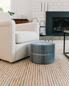 FRELISH DECOR Wool and Jute Premium Handwoven Chunky Stripes Rug - Contemporary Area Rug for Living Room Bedroom (5' x 8' - Natural Ivory)