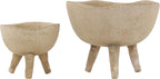 Creative Co-Op Round Terra-cotta Bowl with 3-Legs and Distressed Finish, Cream
