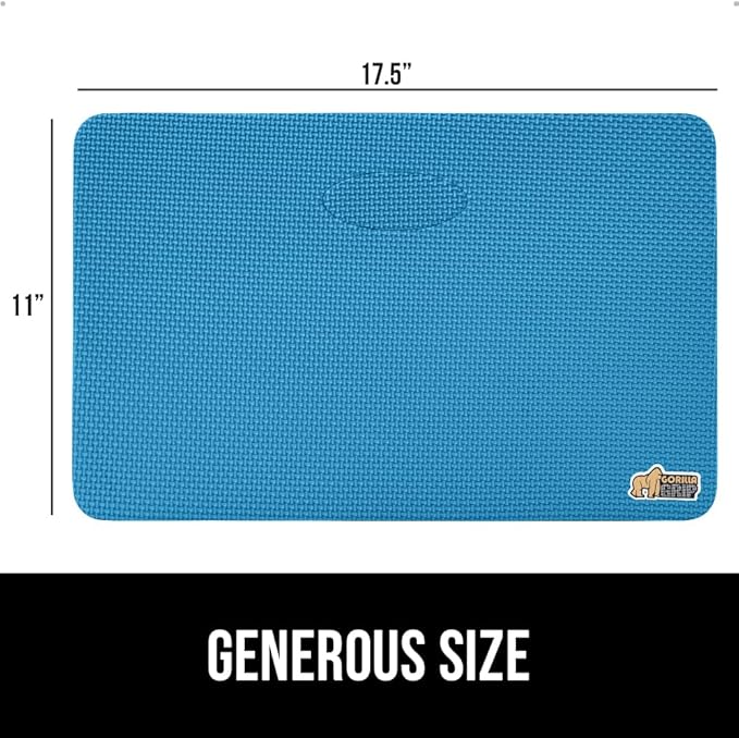 GORILLA GRIP Extra Thick Patent Pending Supportive Foam Kneeling Pad, Large Cushion Knee Pads for Gardening, Baby Bath Time, Dirt and Water Resistant, Workout and Garden Supplies, 17.5x11, Blue